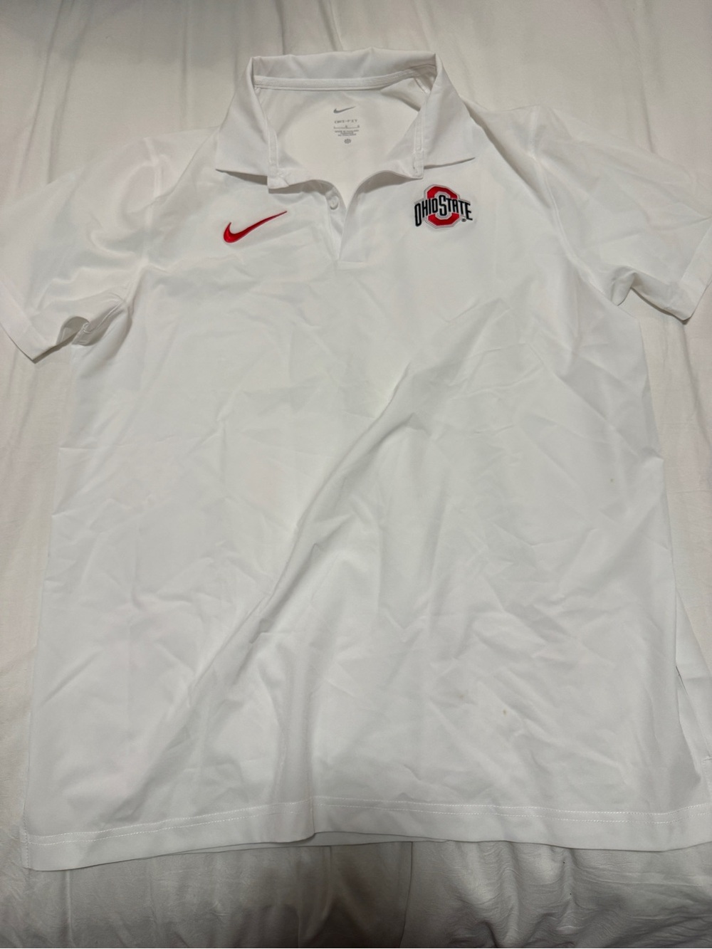 Nike White Polo with Red Ohio State Logos